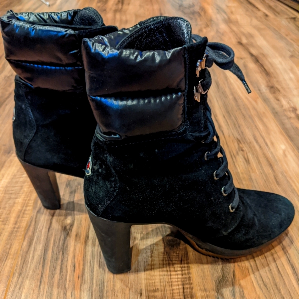 Moncler black suede boots, size 6